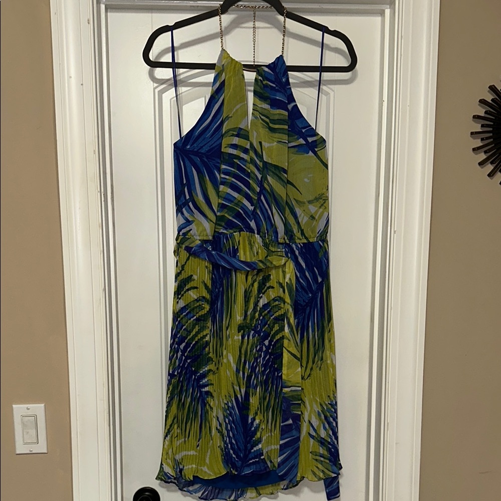 Blue and Green Halter Dress